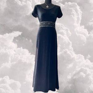 Vintage 80s velvet maxi gown with beading